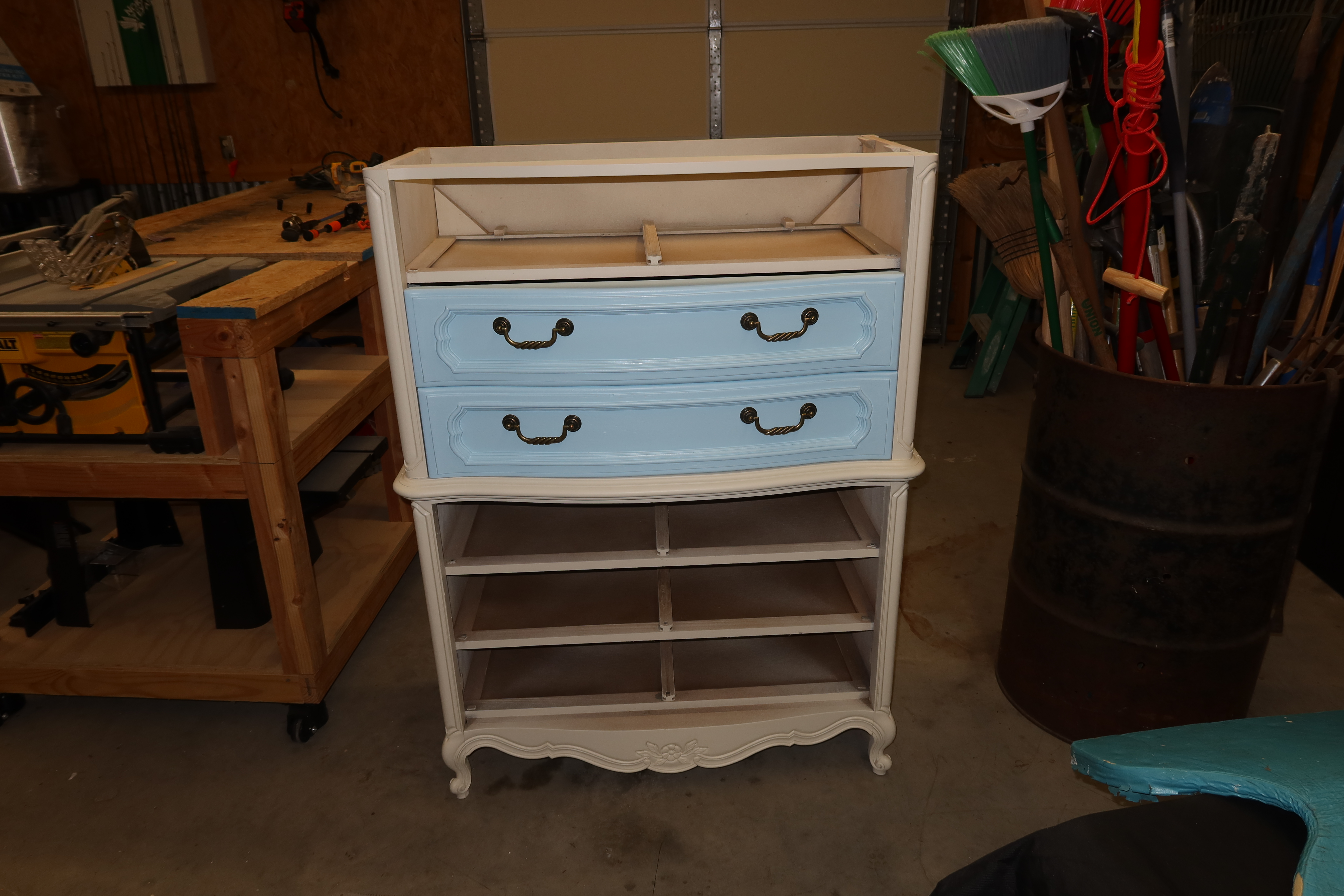 Rebecca piece after refinishing with an updated restored finish